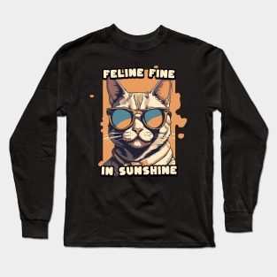 Feline Fine In Sunshine Long Sleeve T-Shirt